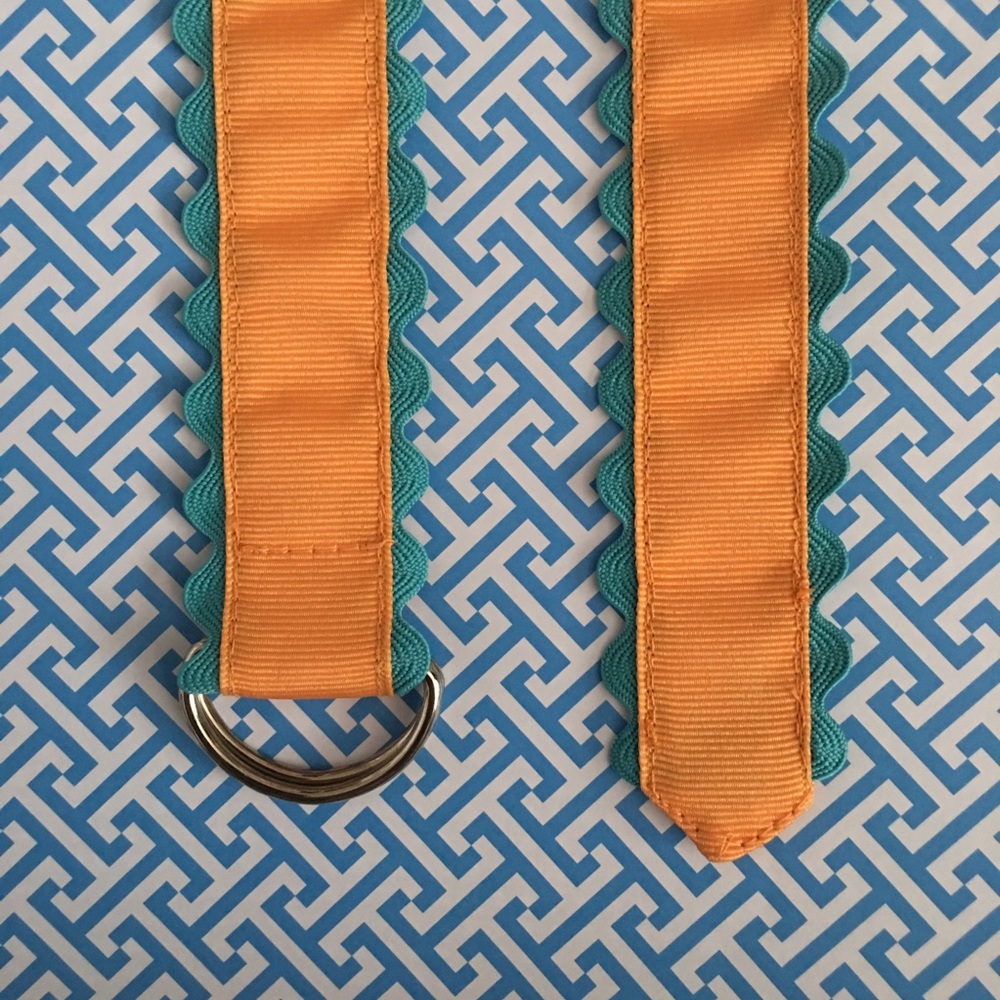 Orange kid’s grosgrain Ribbon Belt with trim.